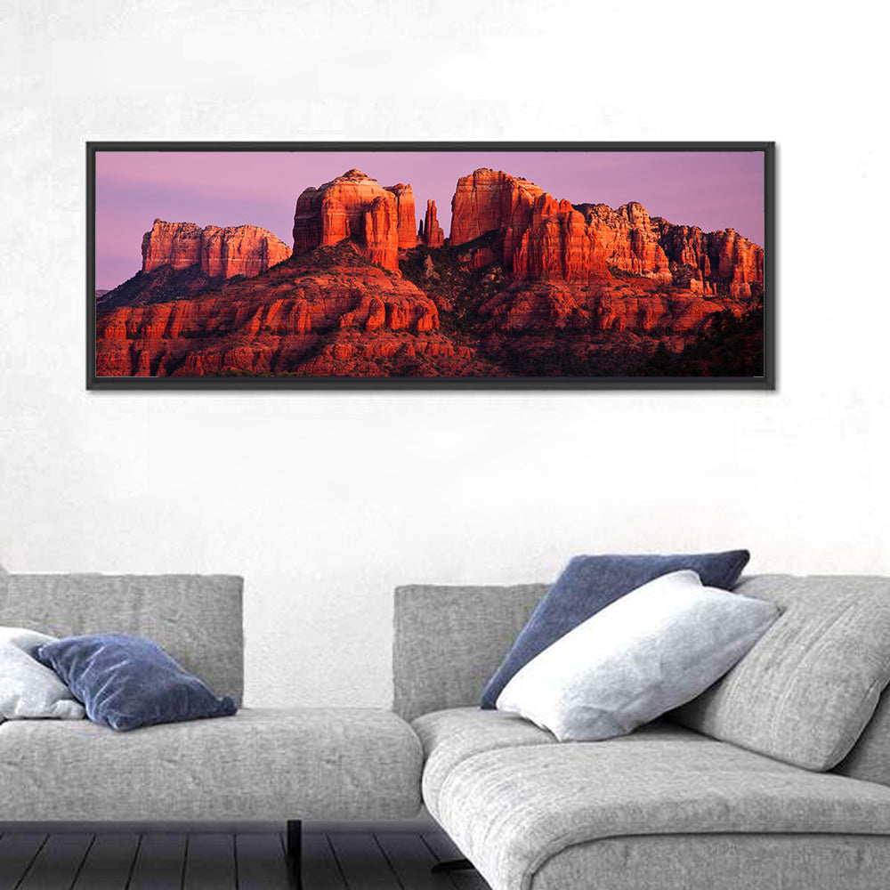 Cathedral Rock Sunset, Sedona Wall Art in a room, panoramic