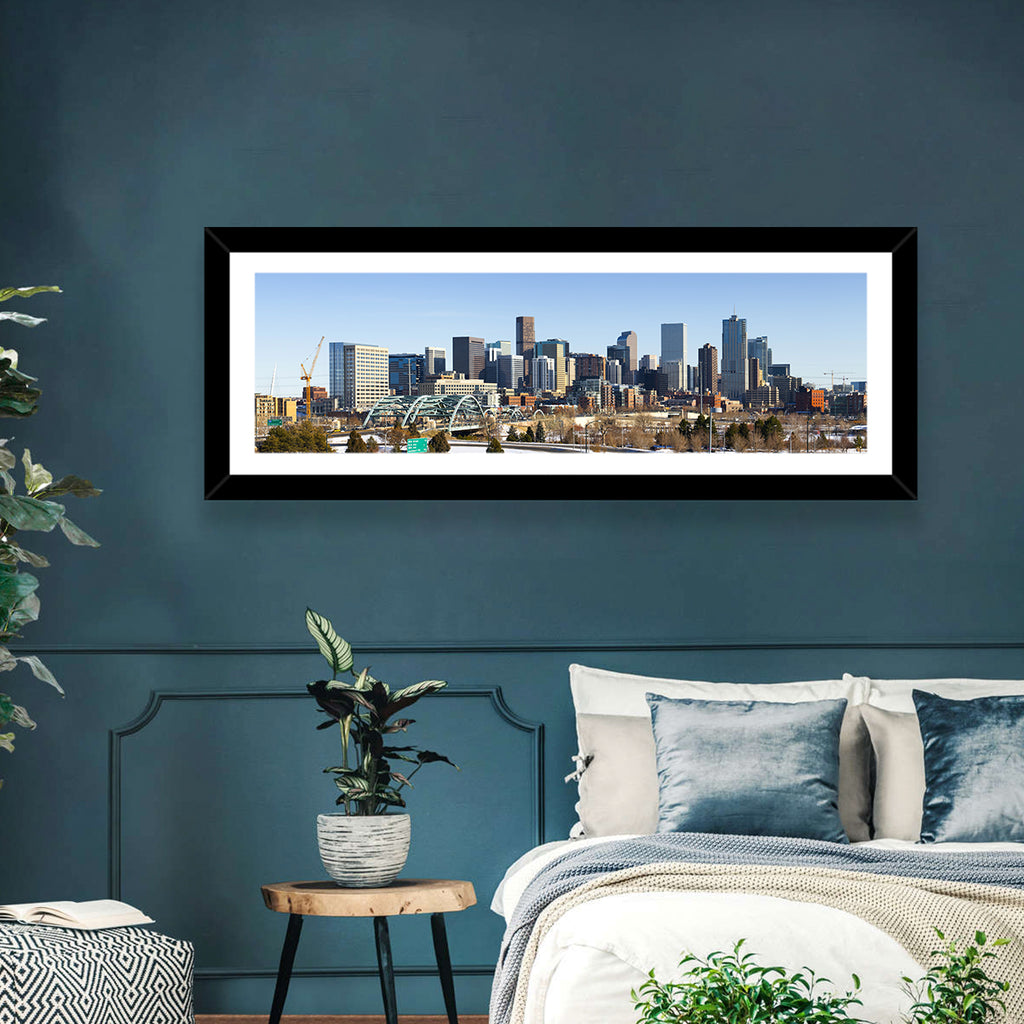 Denver Skyline with Speer Boulevard Bridge Wall Art