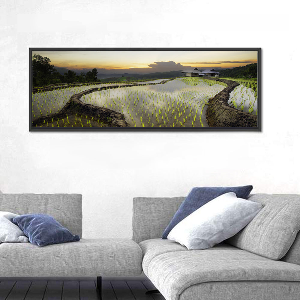 Pa Pong Peang Rice Terrace Wall Art in a room, panoramic