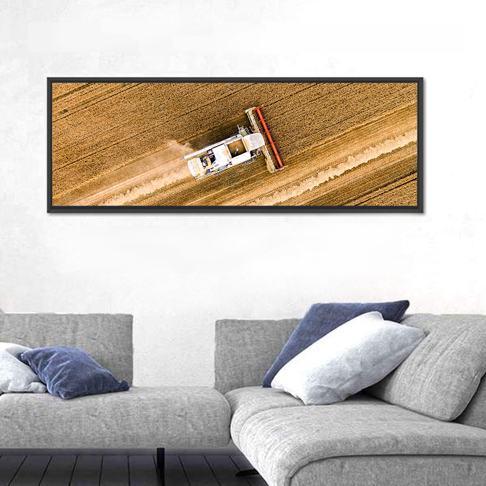 Aerial Combine Over Wheat Field Wall Art