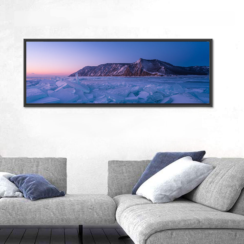 Twilight Over Lake Baikal Wall Art in a room, panoramic