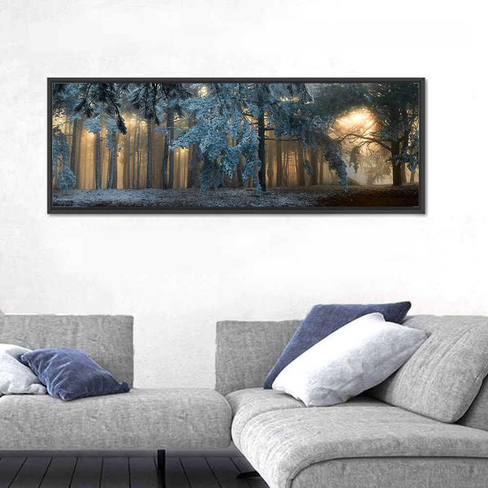 Sunlit Snow Covered Forest Wall Art