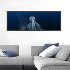 Aerial Boat Over Deep Blue Water Wall Art