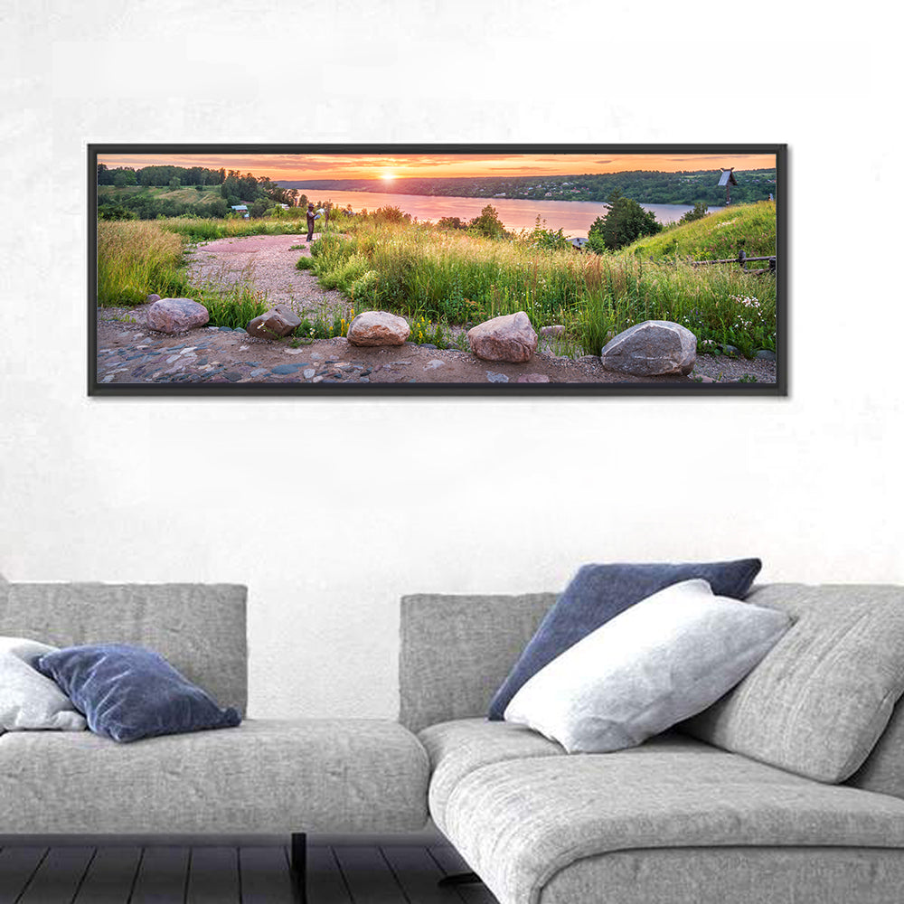 Mount Levitan Sunset Wall Art in a room, panoramic