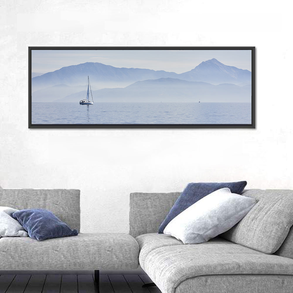 Sailboat and Misty Mountains Wall Art