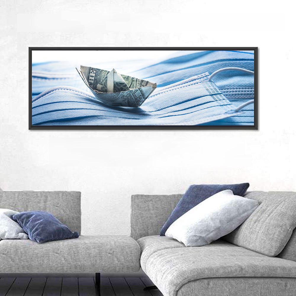Dollar Boat on Surgical Masks Wall Art