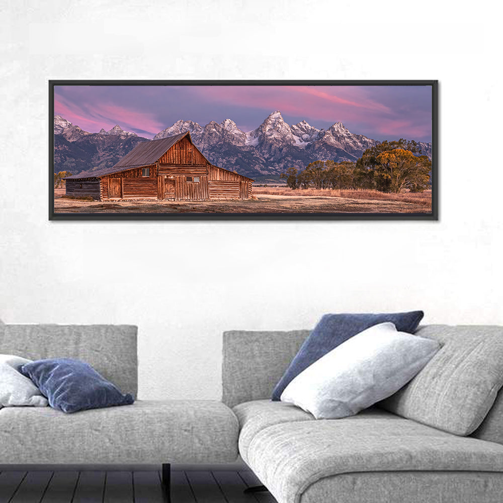 T.a. Moulton Barn at Dusk Wall Art in a room, panoramic