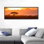 African Elephant Herd at Sunset Wall Art