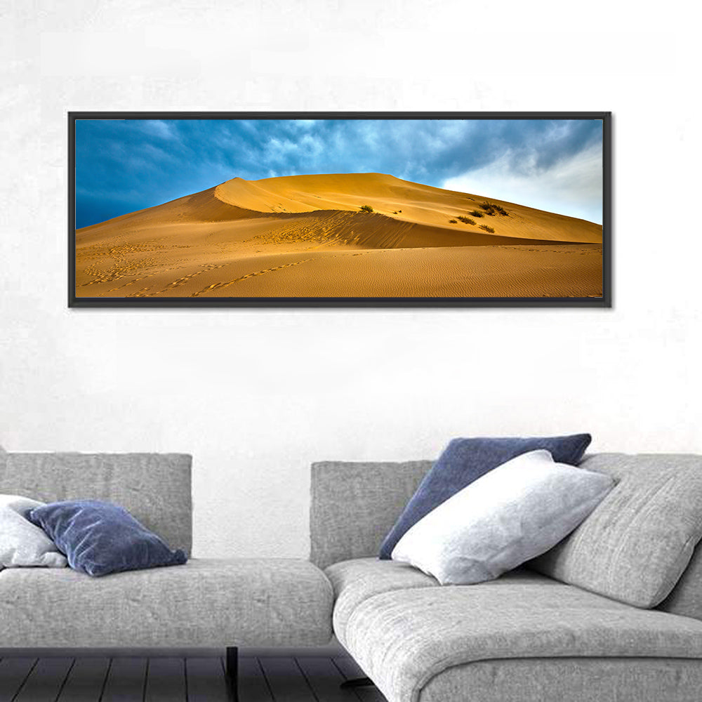 Altyn Emel Sand Dunes Wall Art in a room, panoramic
