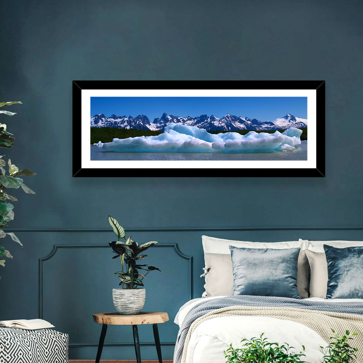 Chilkat Glacier and Iceberg Wall Art in a room, panoramic