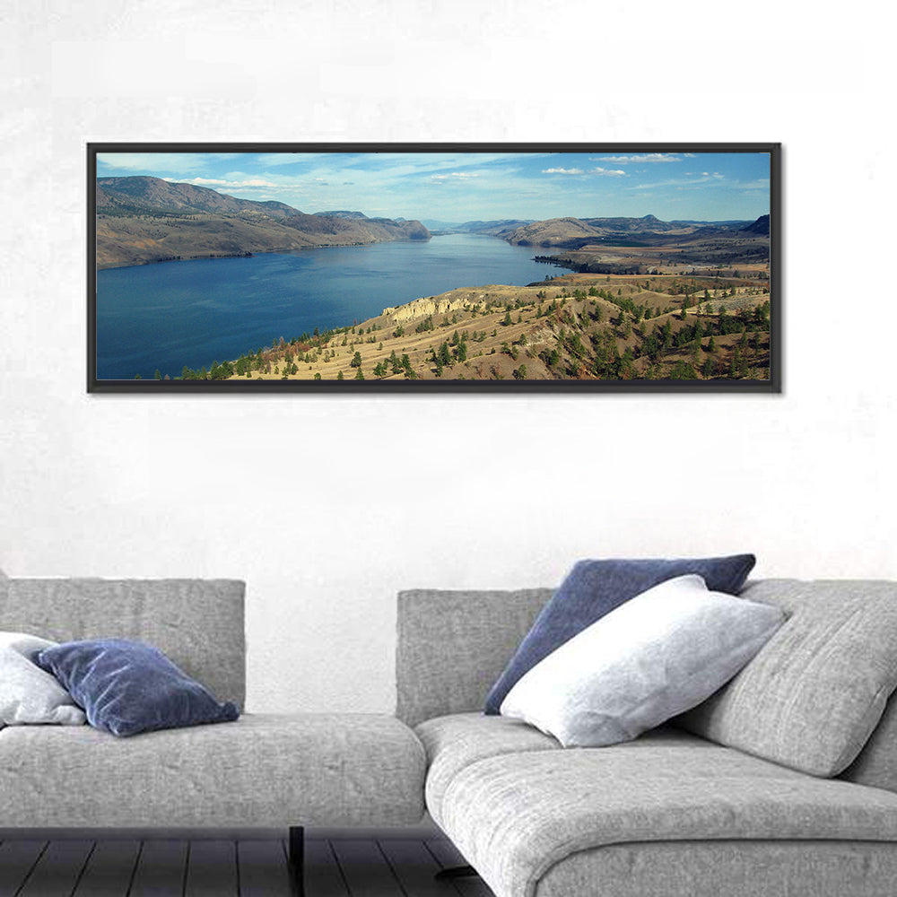 Kamloops Lake View Wall Art in a room, panoramic