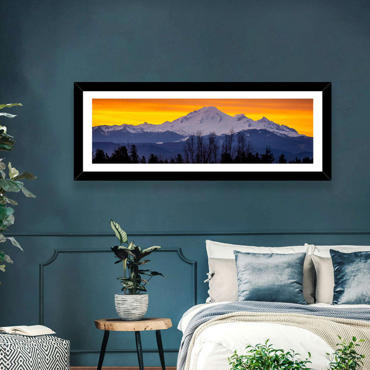Sunrise Over Mount Baker Wall Art in a room, panoramic
