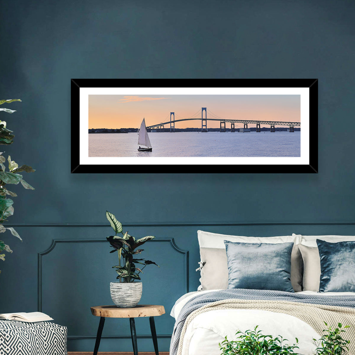 Newport Bridge at Sunset Wall Art