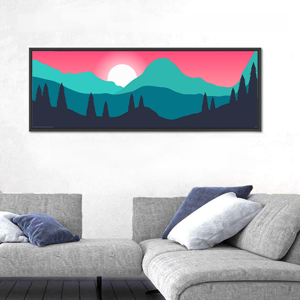 Turquoise and Pink Mountain Sunset Wall Art