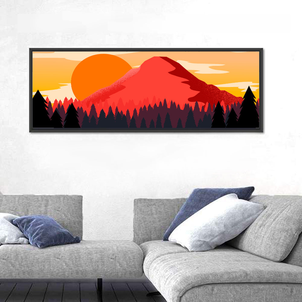 Stippled Red Mountain Sunset Wall Art