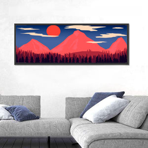 Red Sun and Mountains Wall Art