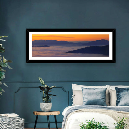 Cloudy Mountains Sunset Wall Art