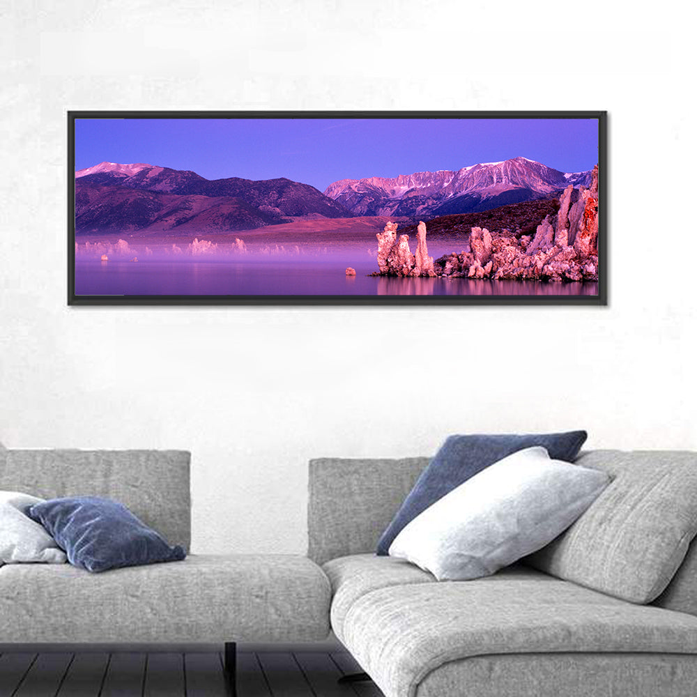 Mono Lake Sunrise Wall Art in a room, panoramic