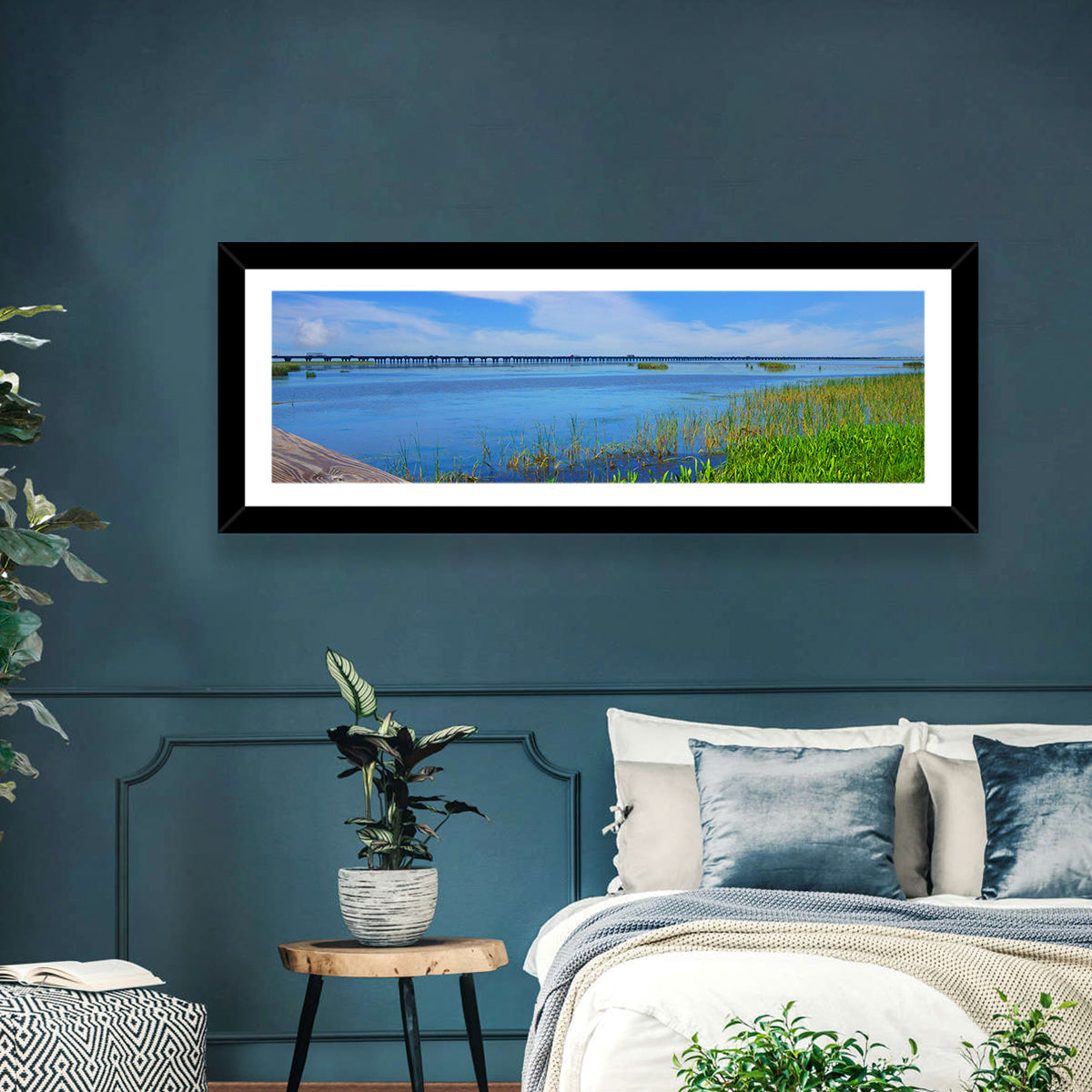 Meaher State Park Boardwalk Wall Art in a room, panoramic