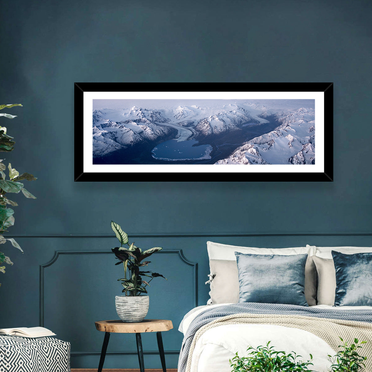 Lake George Alpenglow Wall Art in a room, panoramic