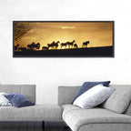 Mustang Silhouettes at Sunset Wall Art