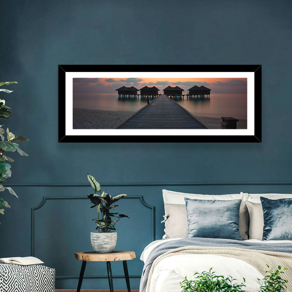 Overwater Bungalows at Sunset Wall Art