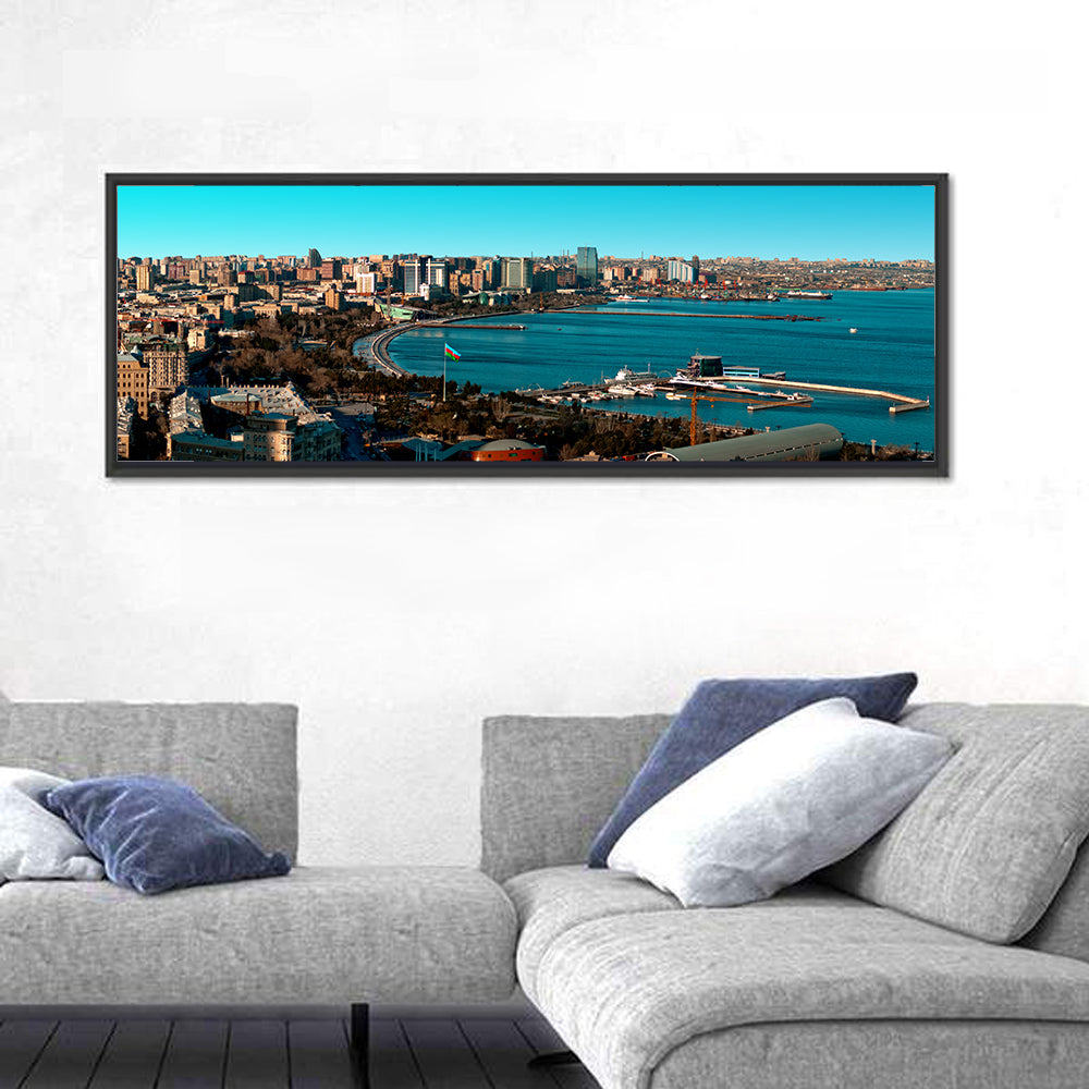 Baku Bay Panorama Wall Art in a room, panoramic