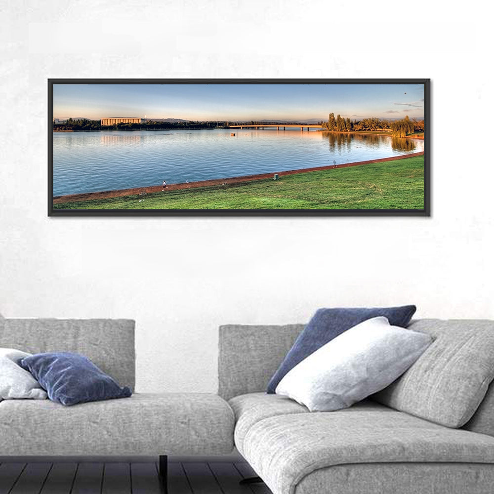 Lake Burley Griffin, Canberra Wall Art in a room, panoramic