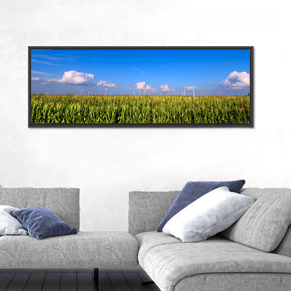 Illinois Cornfield Wall Art in a room, panoramic