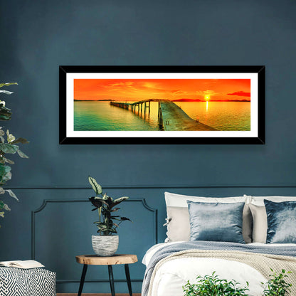 Sea Pier Sunset Wall Art