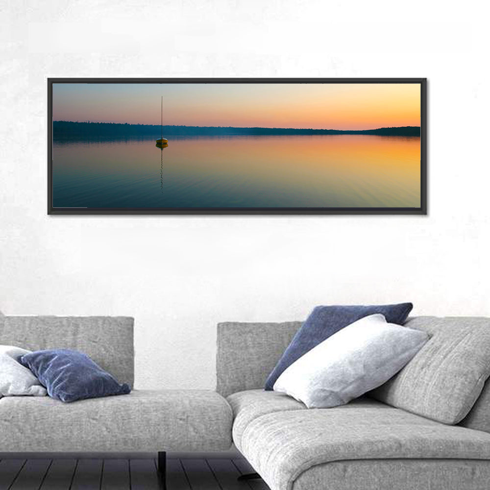Cyprus Lake Sunset Boat Wall Art