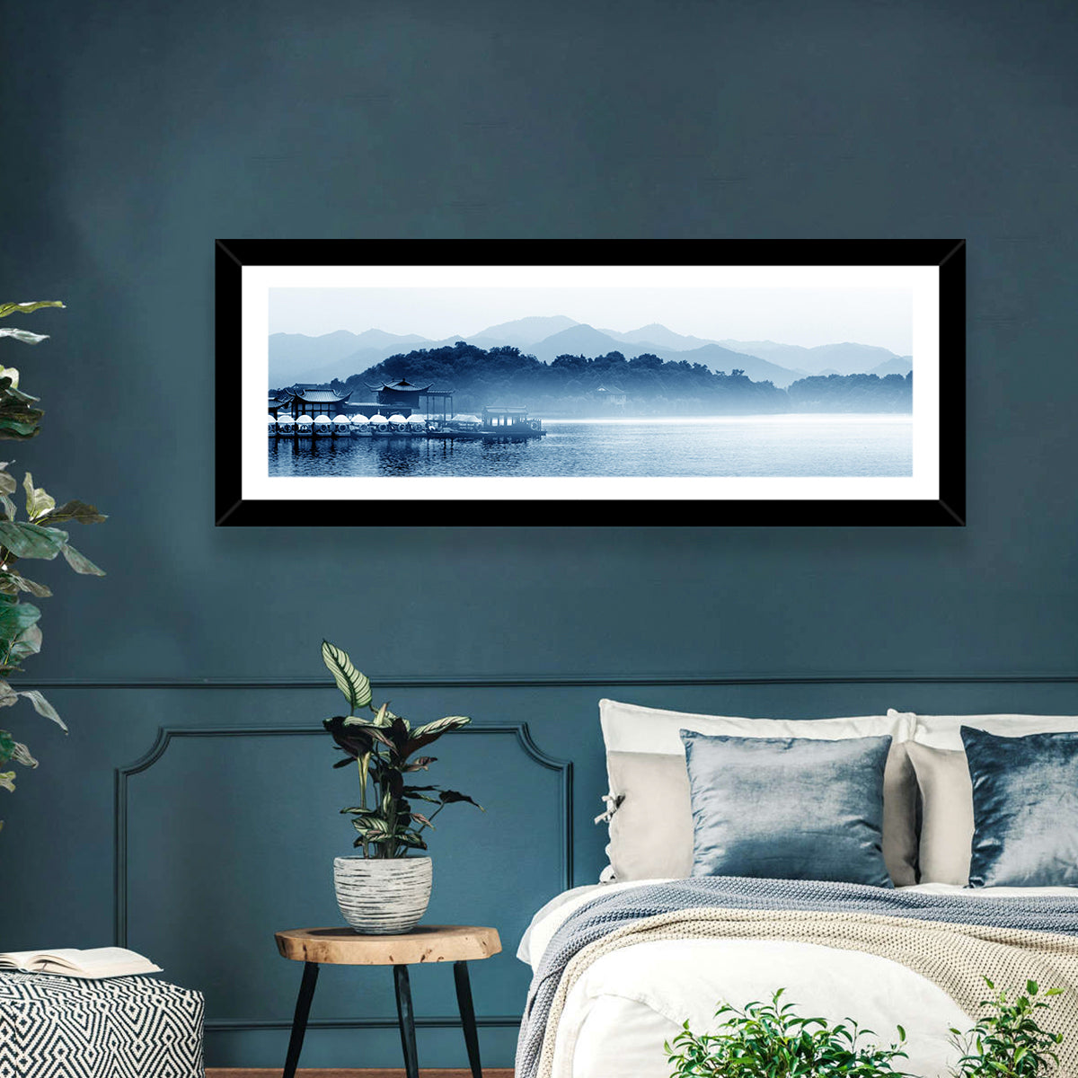 Hangzhou West Lake Wall Art in a room, panoramic