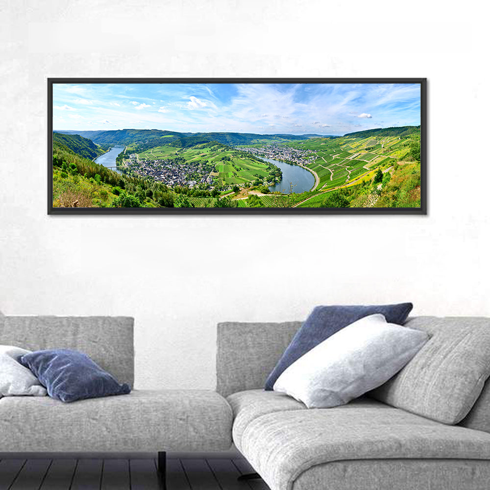 Moselle River at Bernkastel-kues Wall Art in a room, panoramic