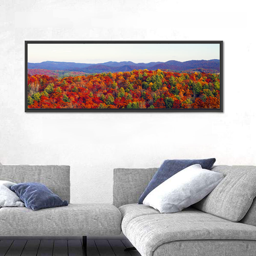 Autumn in the Appalachian Forest Wall Art in a room, panoramic