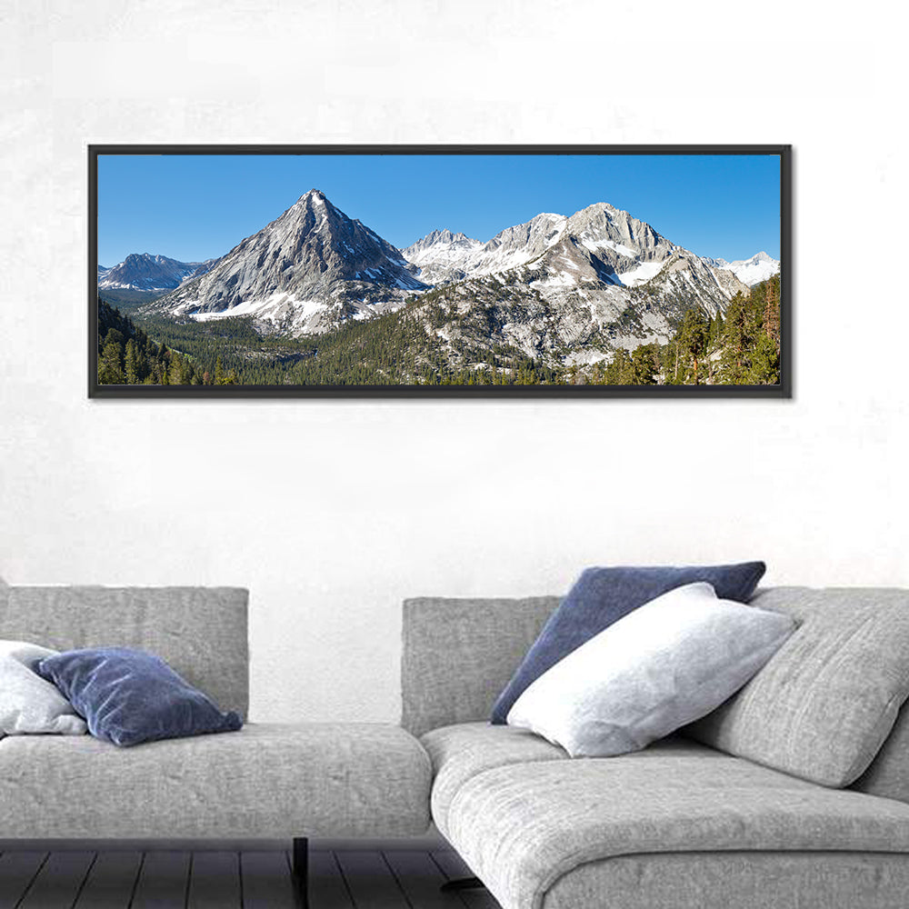 Sierra Nevada Peaks Wall Art in a room, panoramic