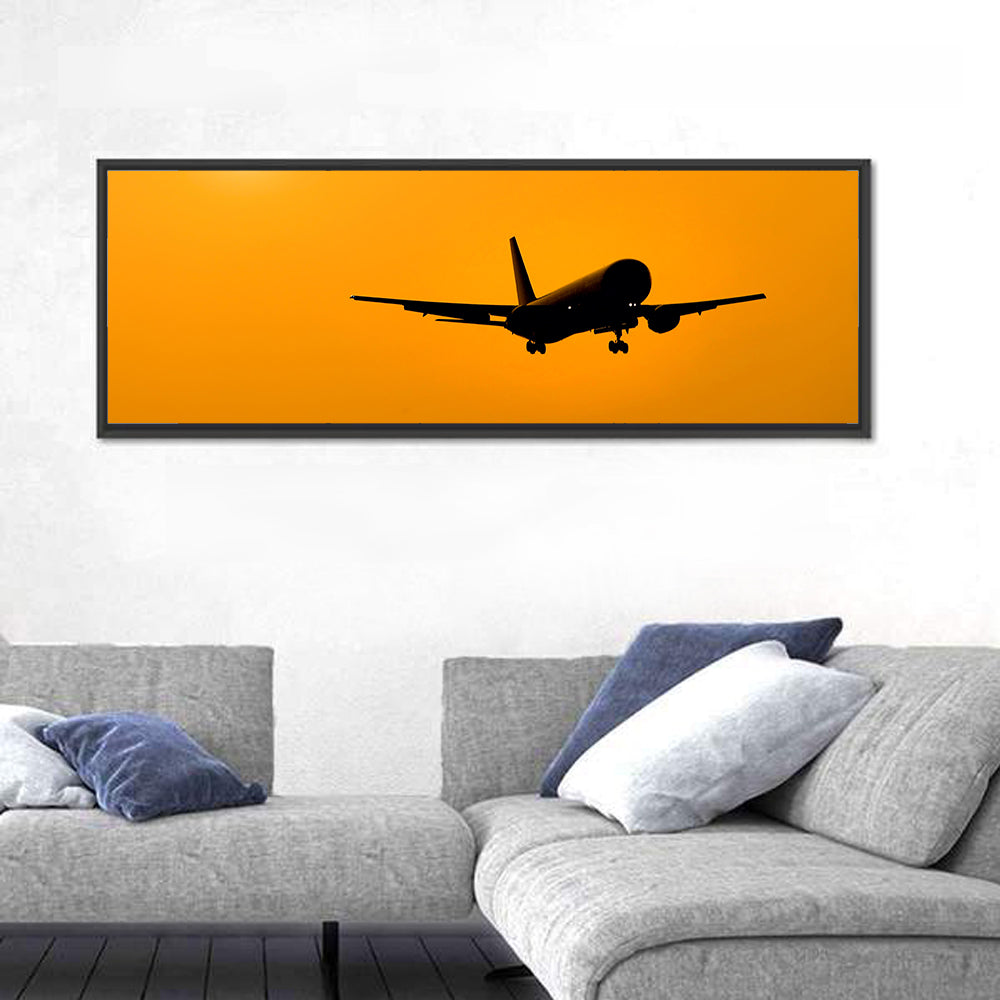 Golden Hour Airliner Silhouette Wall Art