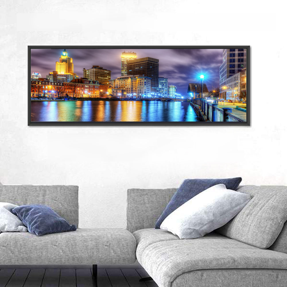 Providence River Night Skyline Wall Art