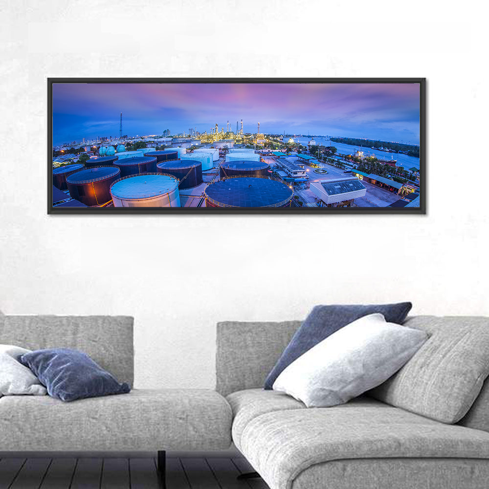 Twilight Oil Refinery River View Wall Art