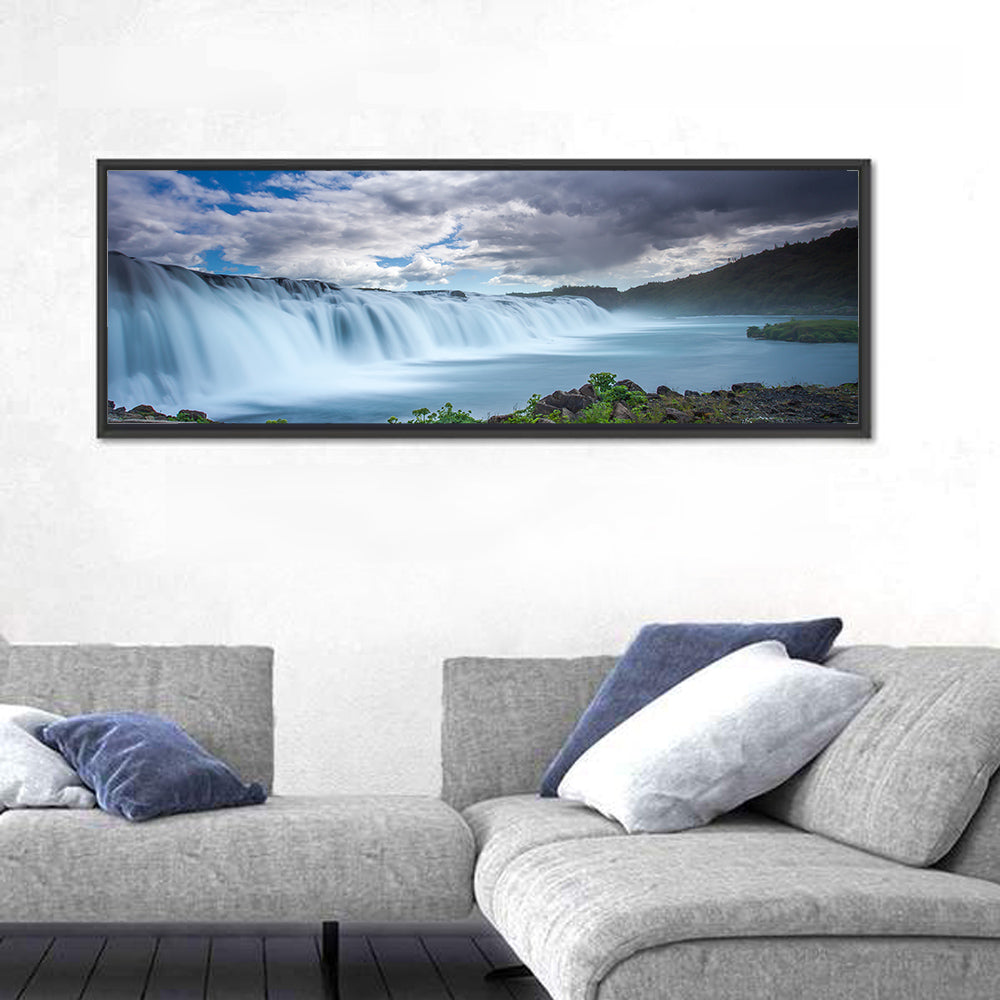 Faxi Waterfall, Iceland Wall Art in a room, panoramic