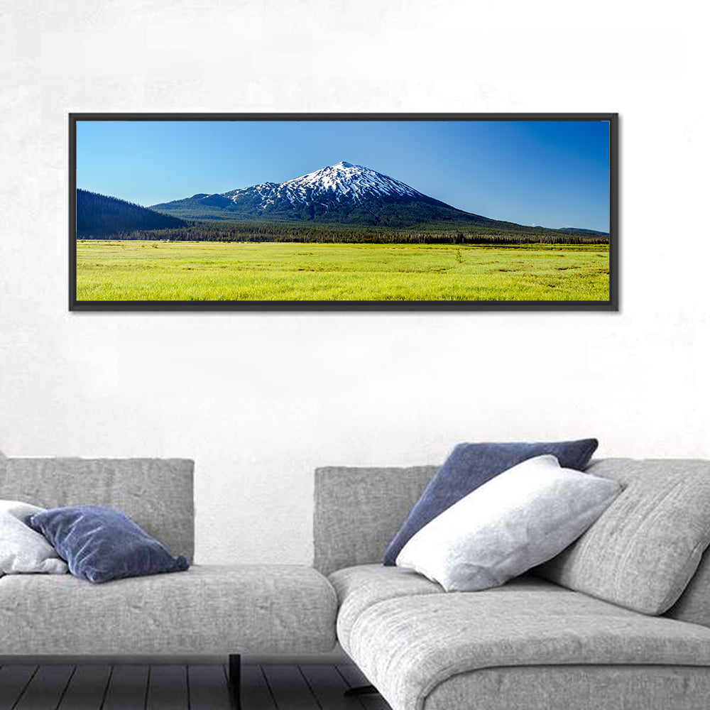 Mount Bachelor Wall Art in a room, panoramic