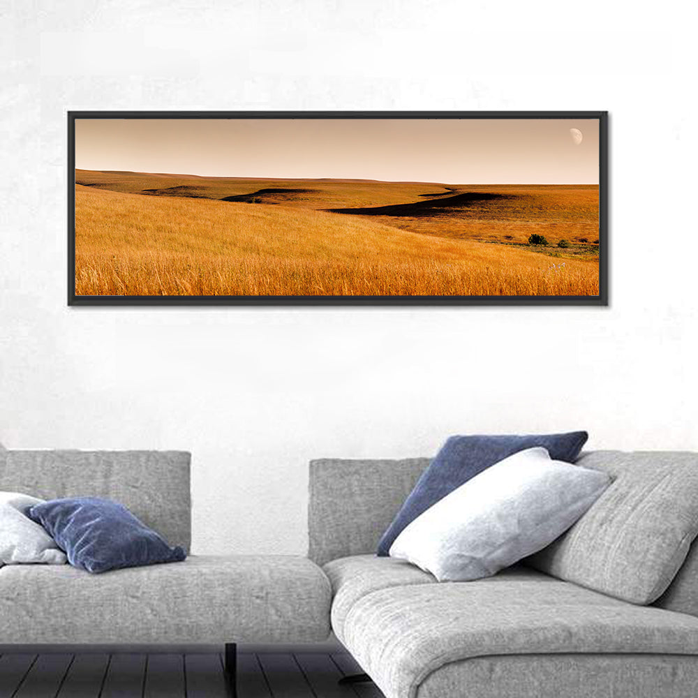 Kansas Tallgrass Prairie Wall Art in a room, panoramic