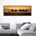 Camel Caravan Silhouette on Wet Sand Wall Art