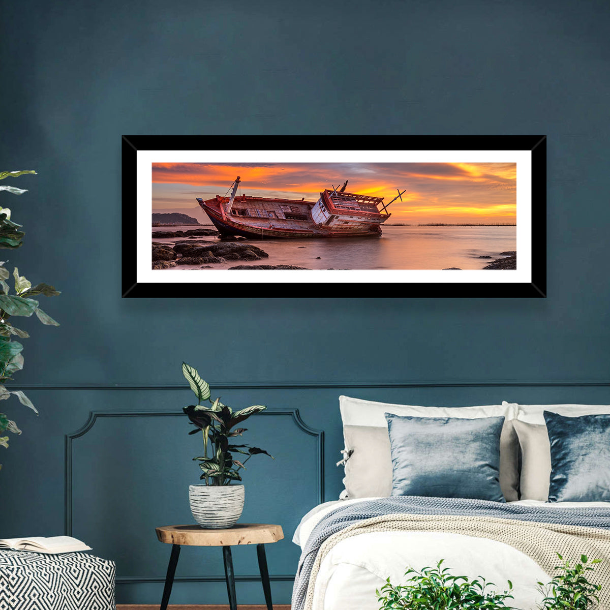 Shipwreck at Sunset Wall Art