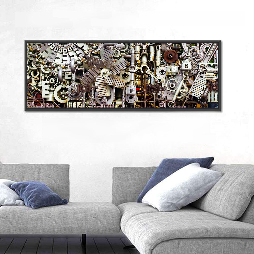 Industrial Gearwork Parts Collage Wall Art