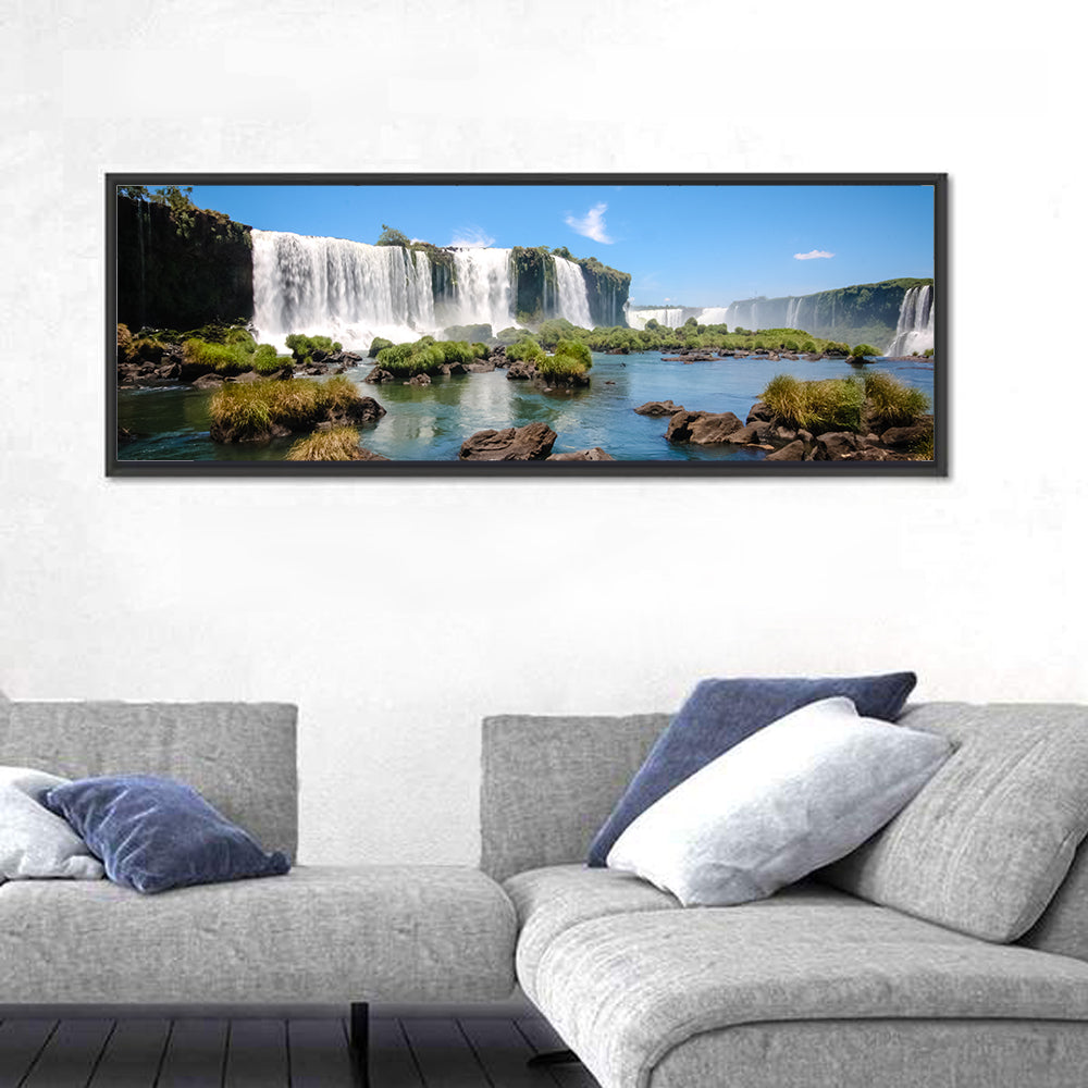 Iguazu River and Falls, Foz Do Iguaçu Wall Art in a room, panoramic