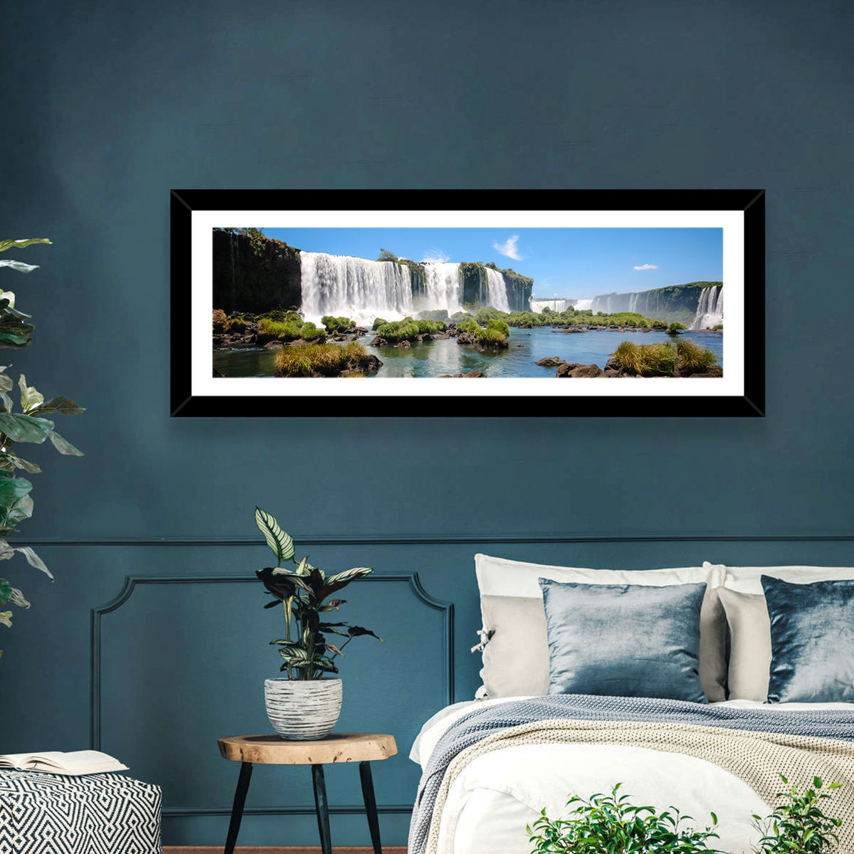 Iguazu River and Falls, Foz Do Iguaçu Wall Art in a room, panoramic