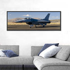 Fighter Jet Side Profile on Runway Wall Art
