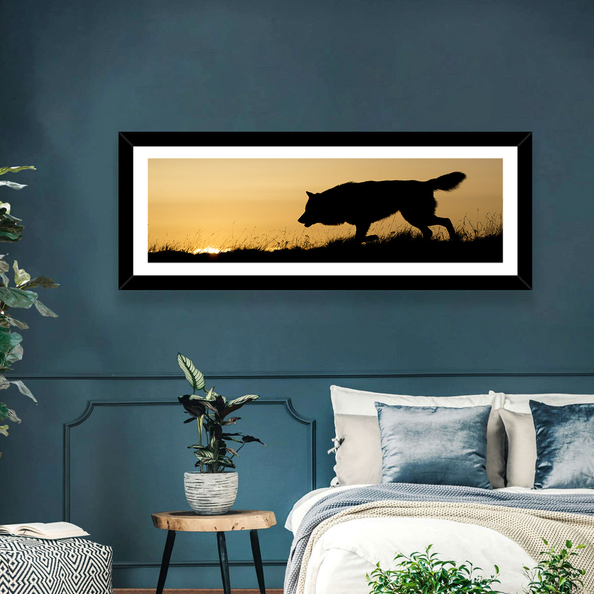 Wolf at Golden Horizon Wall Art