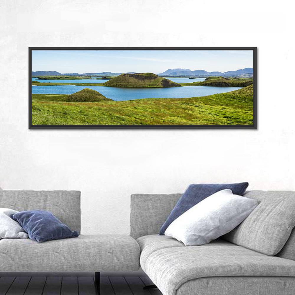Mývatn Pseudocraters Wall Art in a room, panoramic