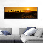 Camel Caravan Silhouette at Golden Sunset Wall Art